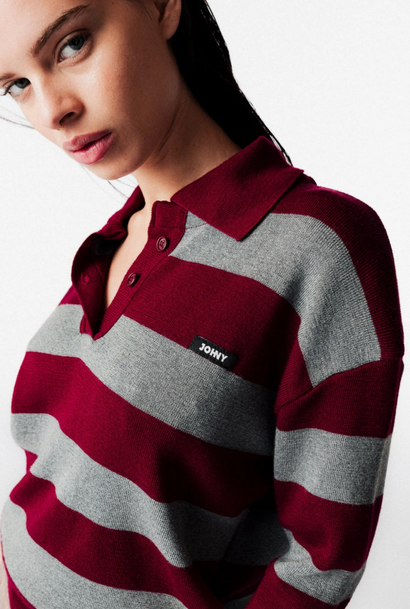 JOHNY Polo Jean Gris Bordeau