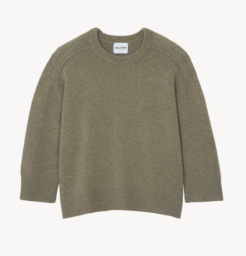 KUJTEN Pull Diane en Cachemire Kaki Chiné