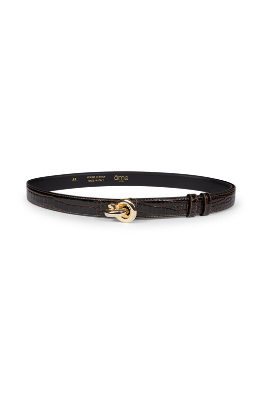 AME Ceinture Lively Croco Brun Foncé