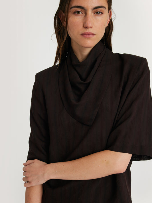 MARGAUX LONNBERG Chemisier Moro Brown Stripes