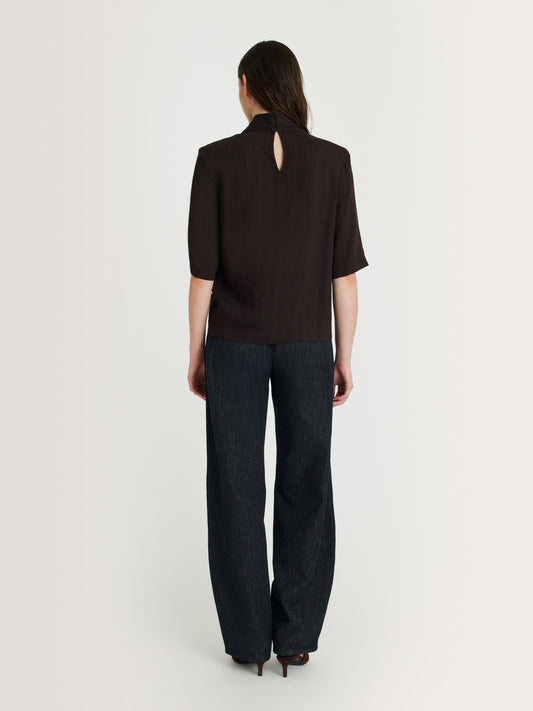 MARGAUX LONNBERG Chemisier Moro Brown Stripes – vue 2