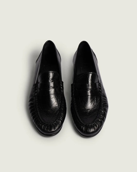 POSA Penny Loafer Wrinkle - Cuir Brillant Noir