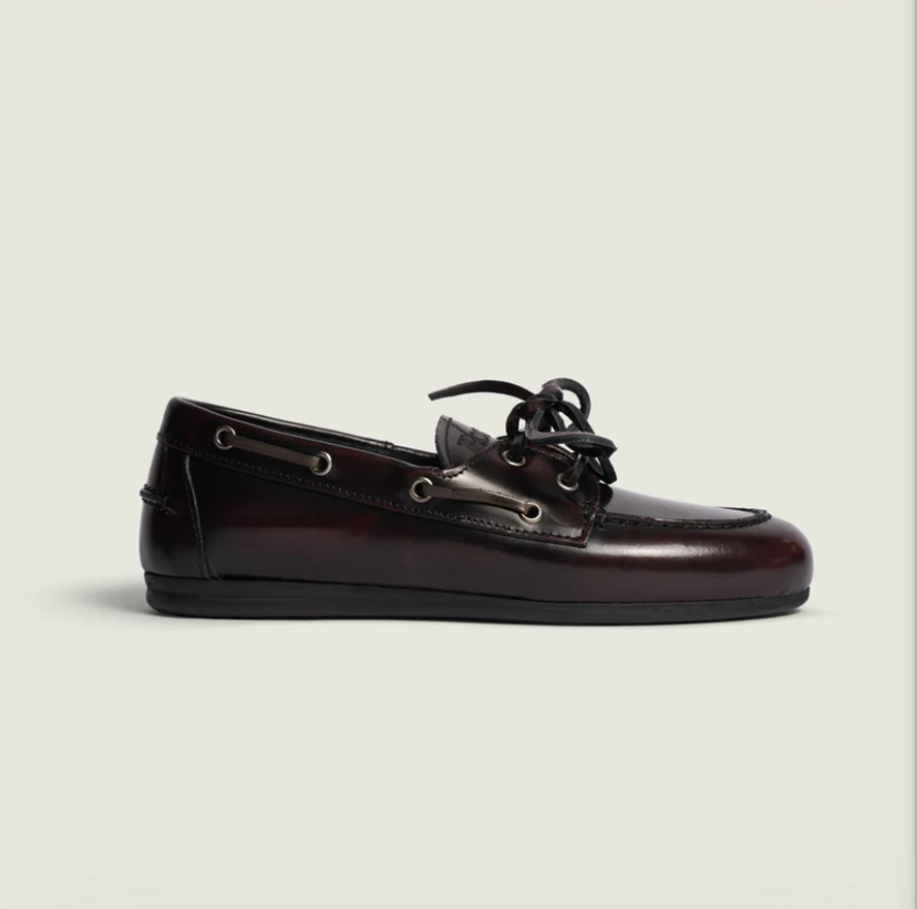 POSA Mocassin en Cuir Brossé Bordeau