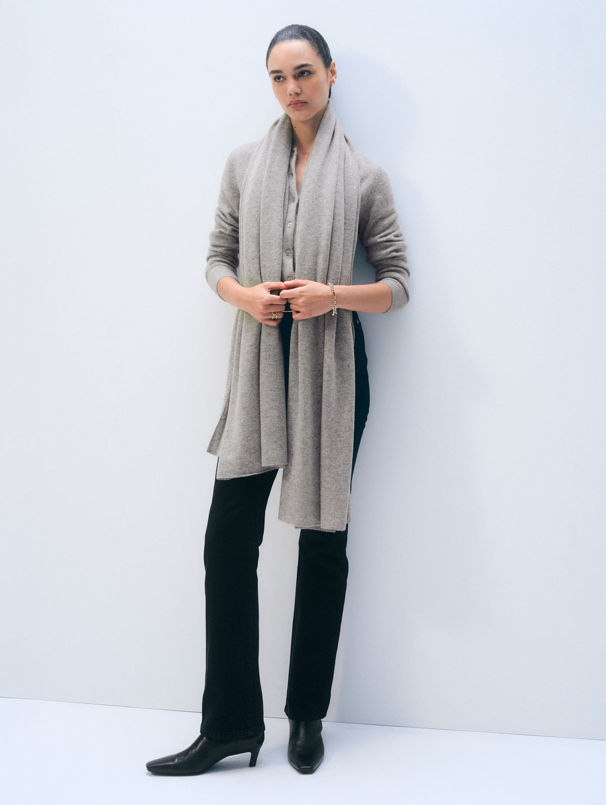 WHITE+WARREN Écharpe Cachemire Grey Heather