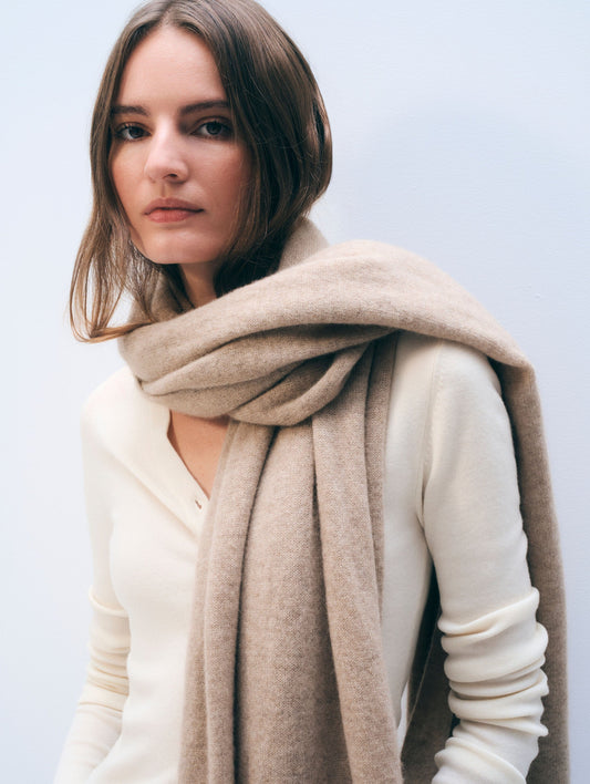 WHITE+WARREN Écharpe en Cachemire Taupe Chiné