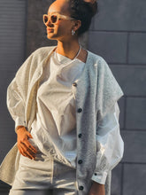 Charger l'image dans la galerie, Veste Oversize en Laine Gris Chiné Clair
