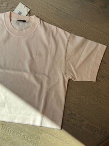 AUTRY T-shirt Boxy avec Logo Brodé Rose Pâle