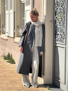 8PM Long Manteau Croisé Gris