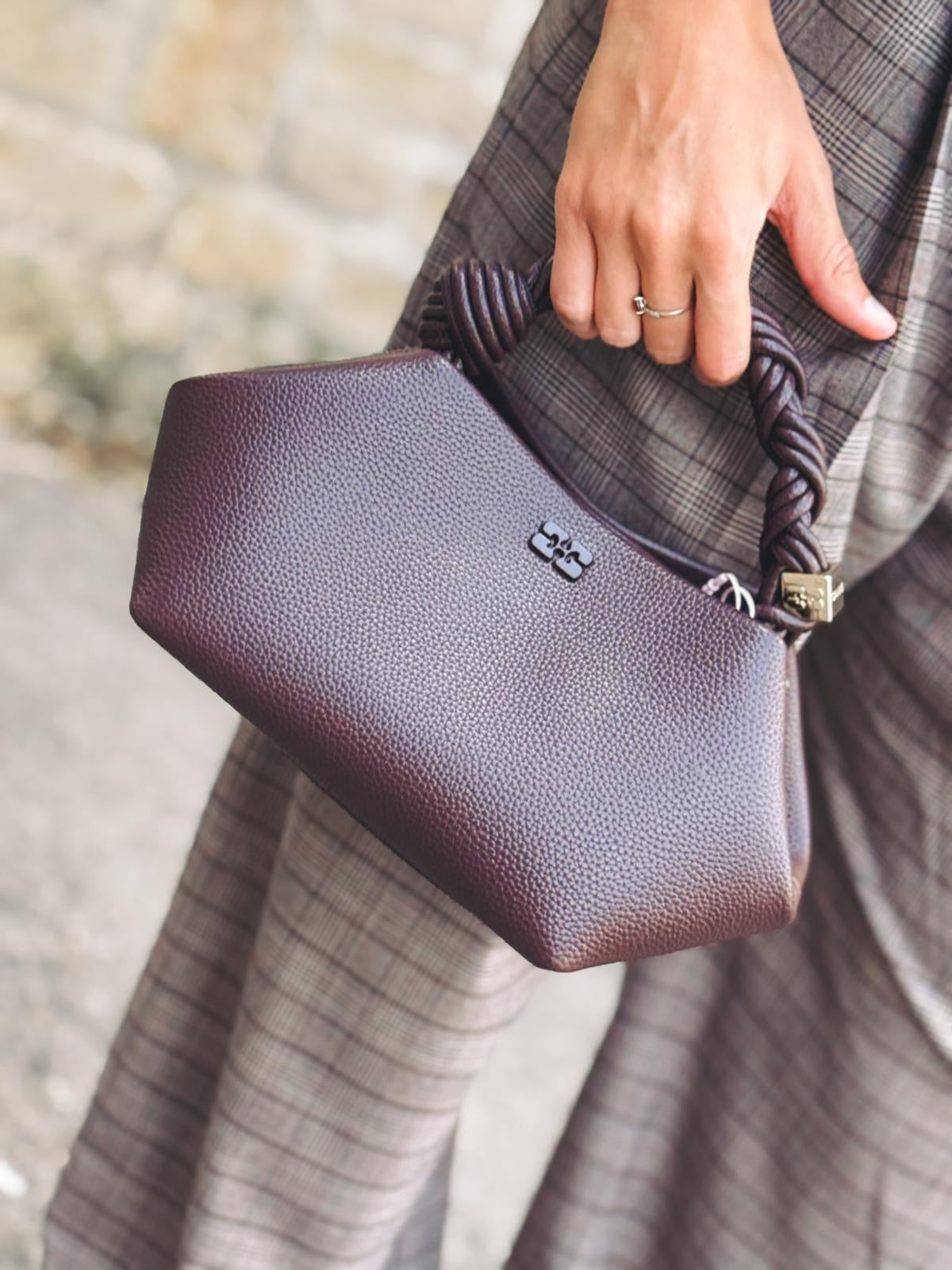 GANNI Sac Bou Small Grainé Chicory Coffee