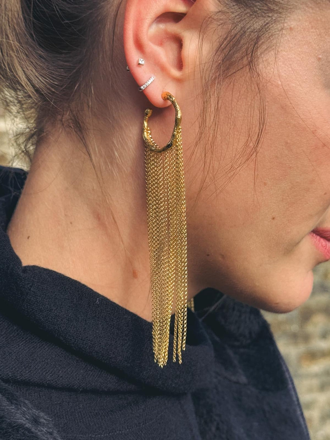 FORTE_FORTE Boucles oreille sculpture avec franches