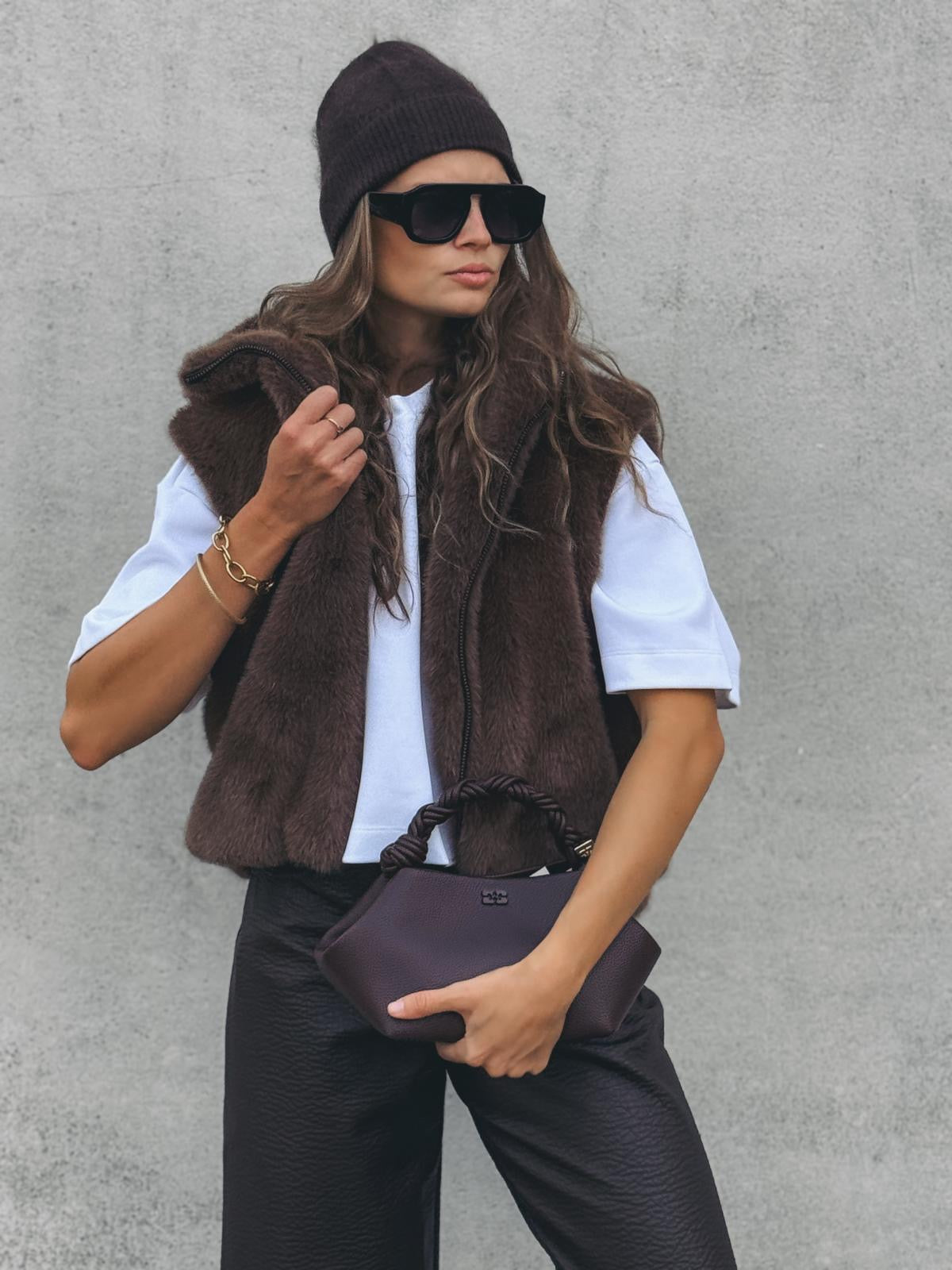 BLONDE NO.8 Gilet Ashley Brun Foncé