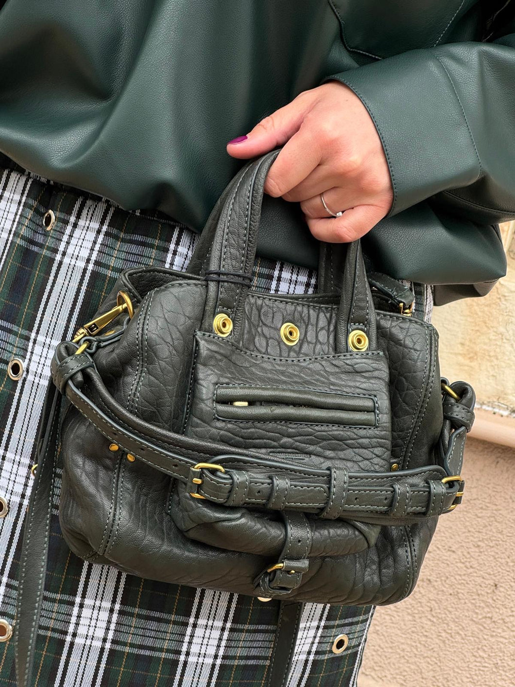 JÉRÔME DREYFUSS Sac Billy Cuir Nano Bubble Sapin