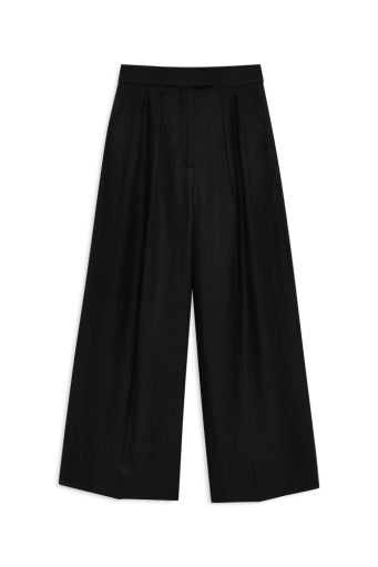 ANINE BING Lou Trouser - Black Linen Blend