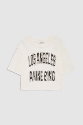 ANINE BING Johnny Cropped Tee - Cream detail