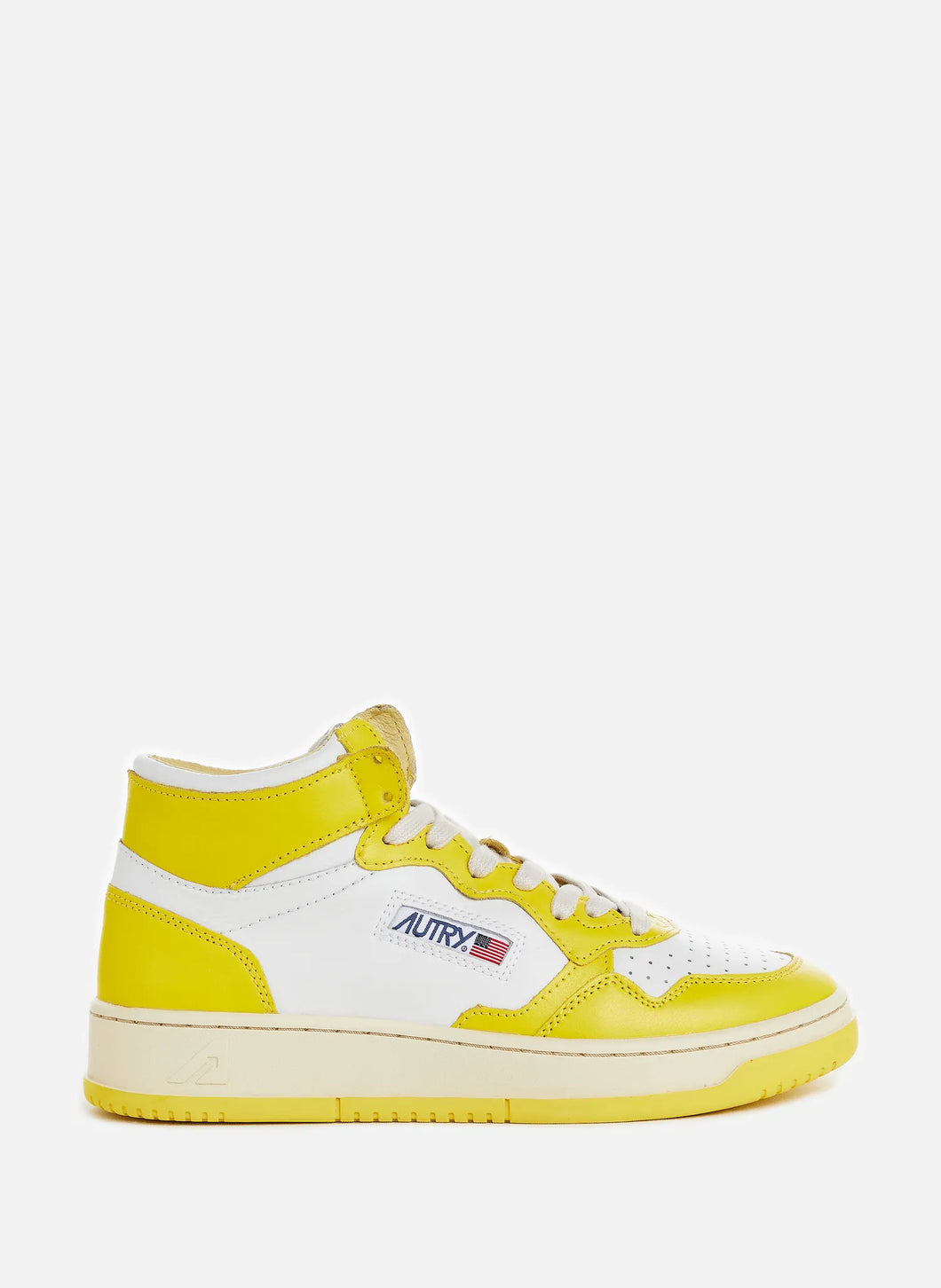 AUTRY Baskets Mid Cuir Yellow